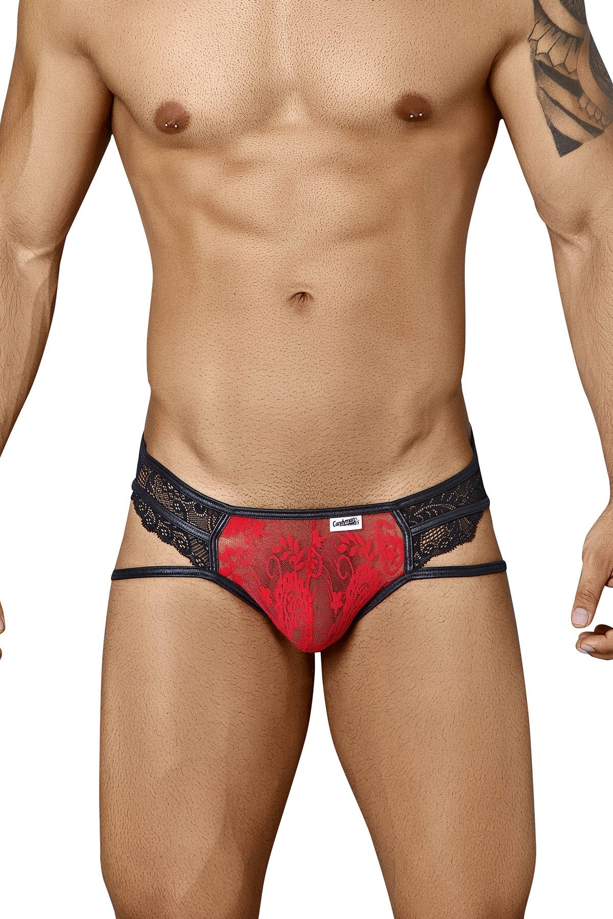Candyman Red/Black Strappy Lace Brief