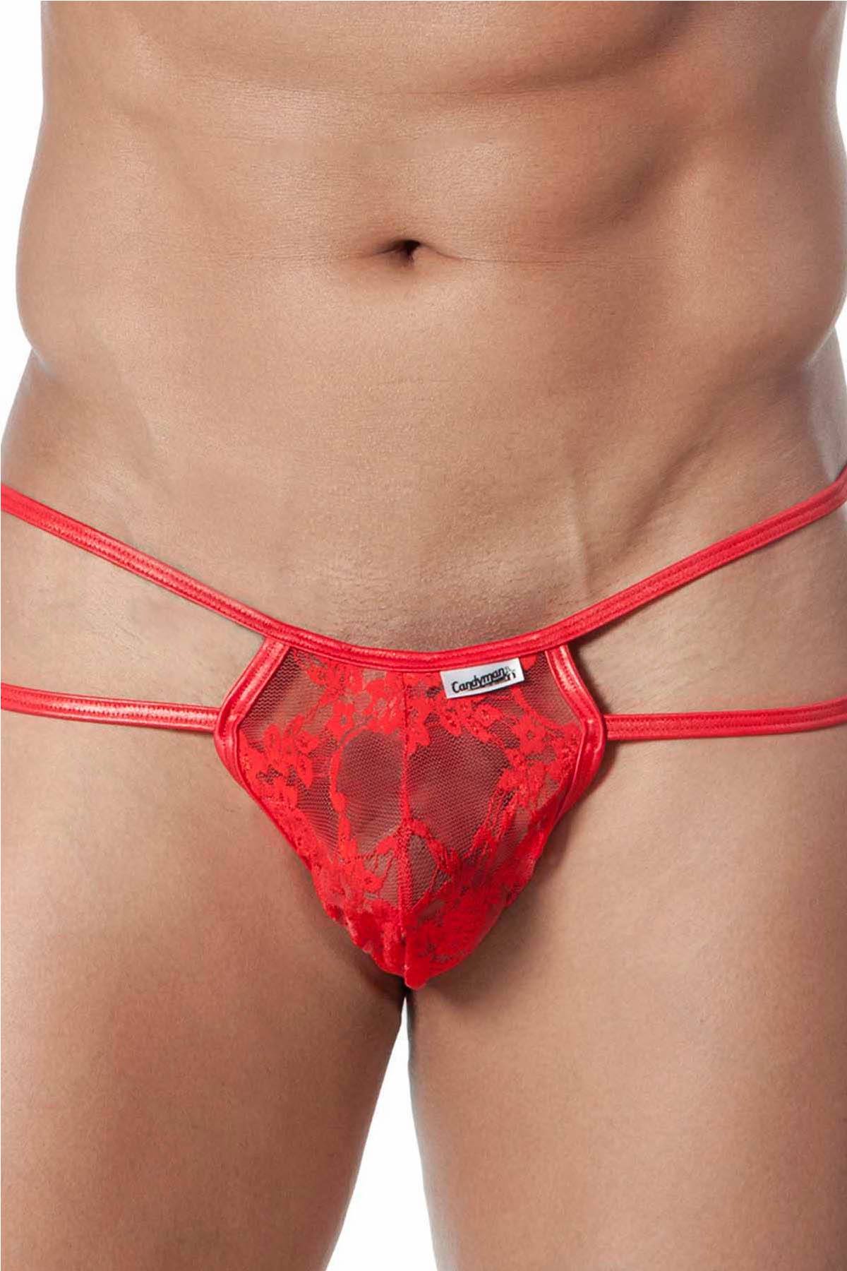 Candyman Red Lace Strappy Thong