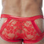Candyman Red Lace/Wet-Look Cut-Out Brief