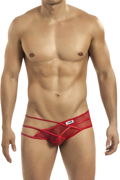 Candyman Red Neon-Effect Dip Strap Brief