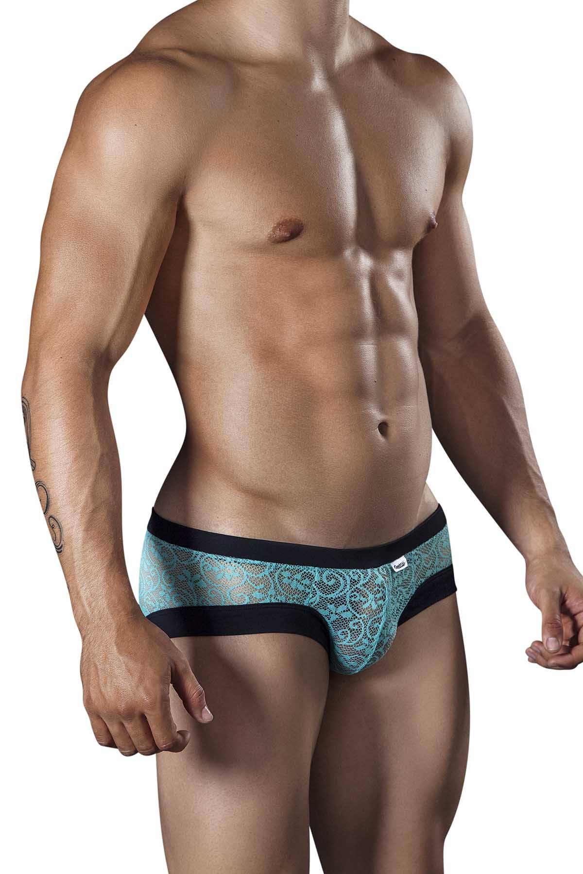 Candyman Turquoise Sheer-Lace Brief