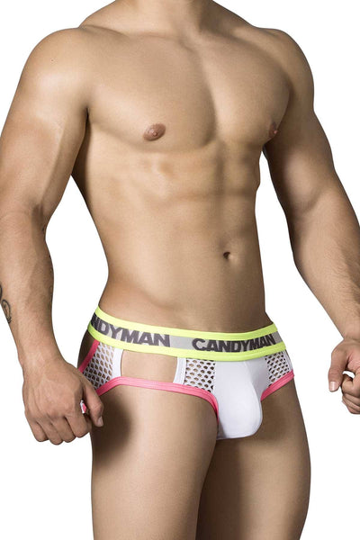 Candyman White/Neon Hard-Candy Jock-Brief