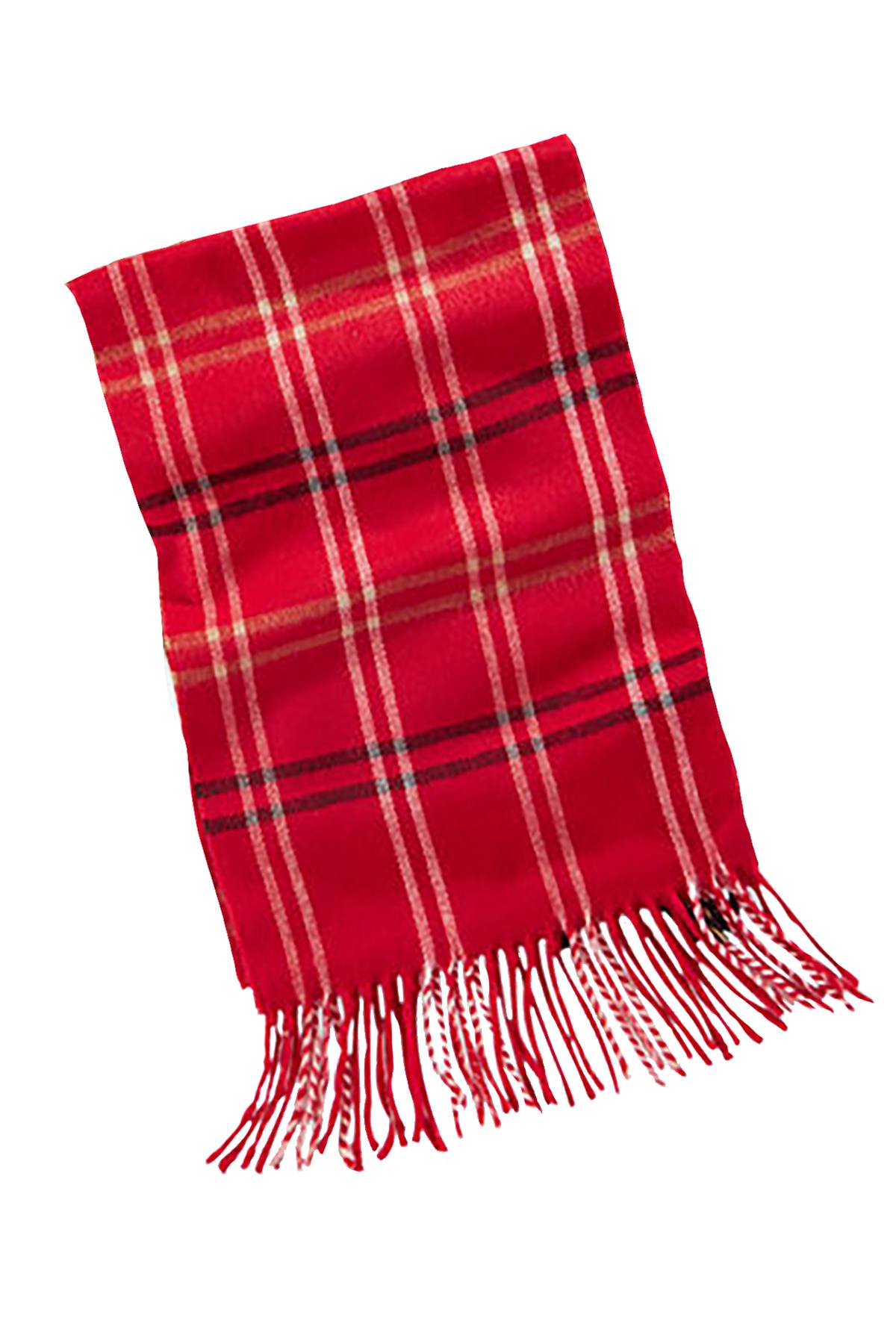 Cejon Red Grid-Pattern Woven Scarf
