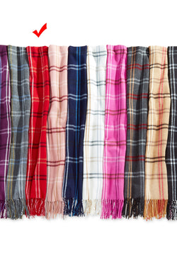 Cejon Red Grid-Pattern Woven Scarf thumbnail 4