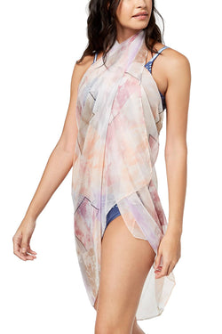 Cejon Warm Abstract-Print Oversized Chiffon Scarf thumbnail 2
