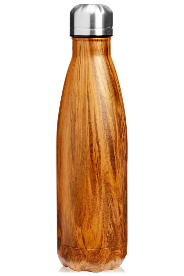 Celebrate Shop Brown Faux Wood Stainless Steel Water Bottle