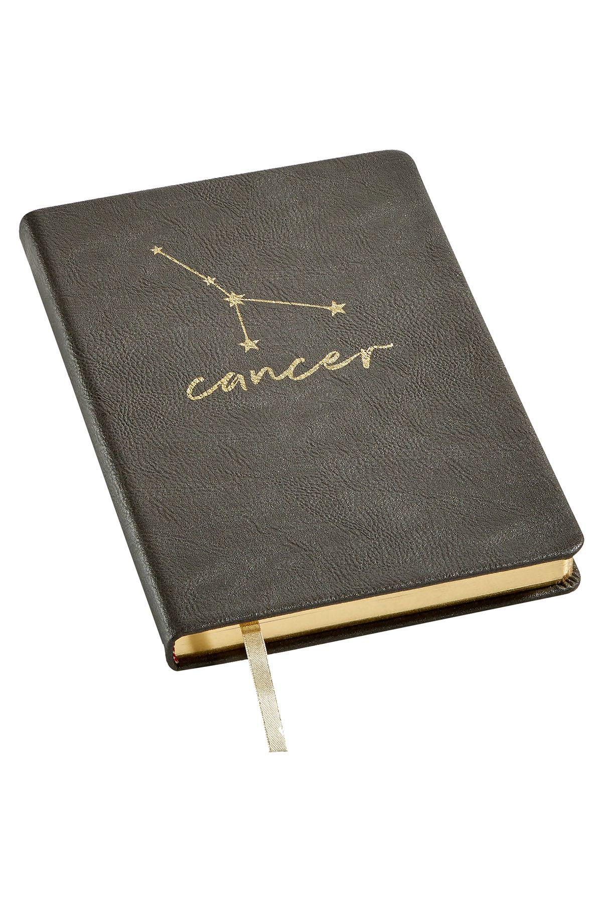 Celebrate Shop Grey-Black CANCER Zodiac Faux-Leather Notebook