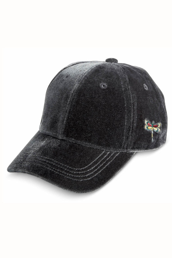 Celebrate Shop Slate-Grey Velvet Embroidered Baseball Cap