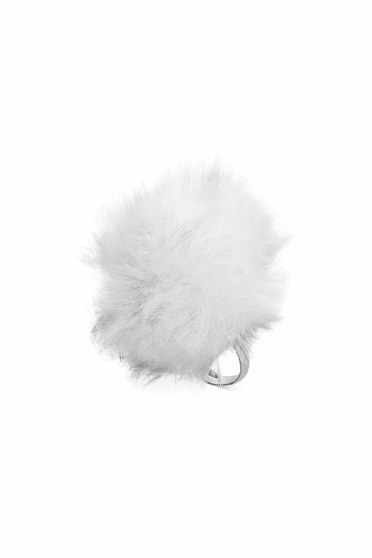 Celebrate Shop White Faux-fur Pom Ring