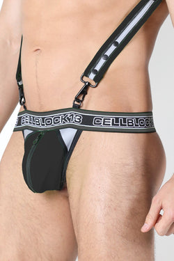 CellBlock 13 Black Rogue X Reflective Zipper Thong thumbnail 2