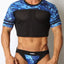 CellBlock 13  Blue Foxhole Camo Mesh Crop Top