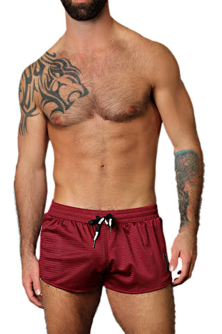 CellBlock 13 Burgundy Tailback Mesh Short w/ Jock Pouch