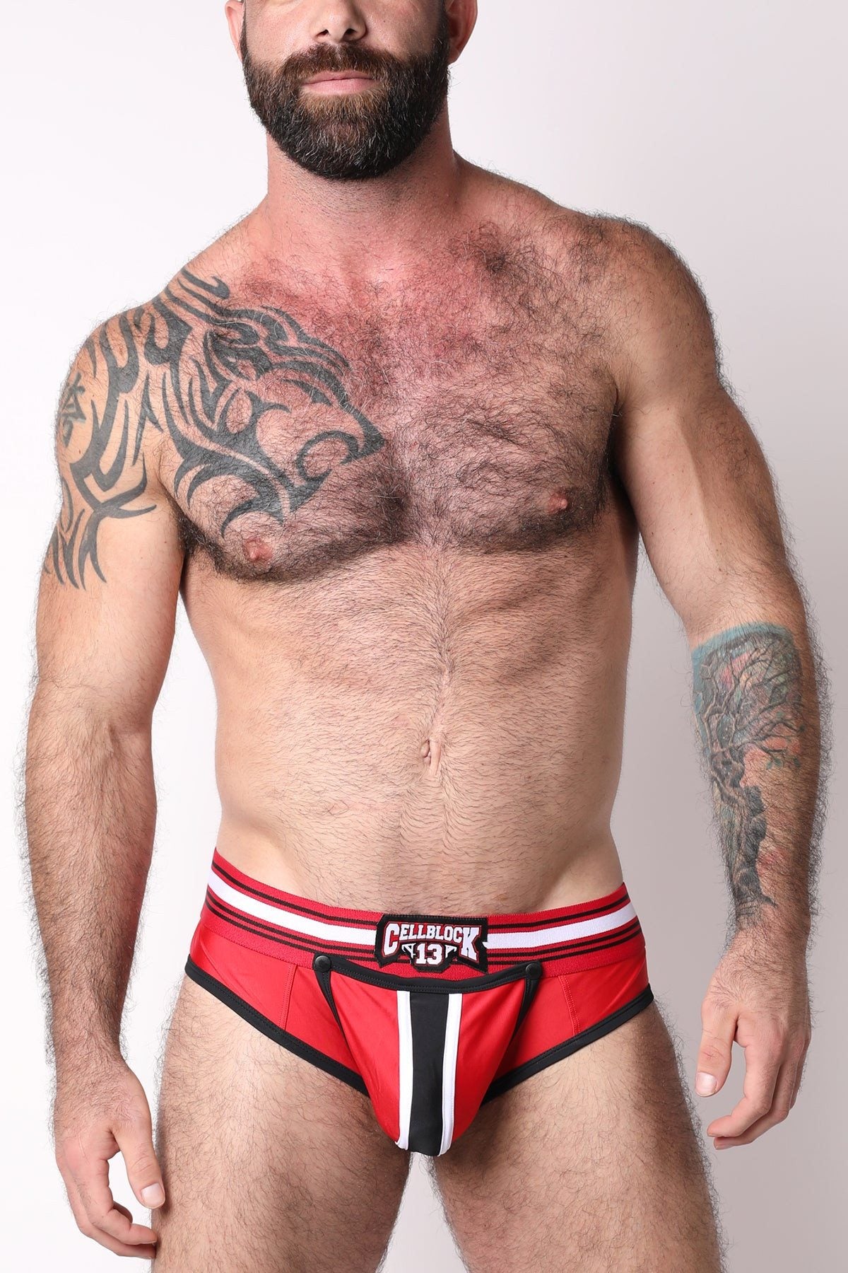 CellBlock 13 Red All Access Zipper Brief w/ Detachable Pouch