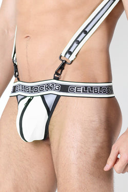 CellBlock 13 White Rogue X Reflective Zipper Thong thumbnail 2