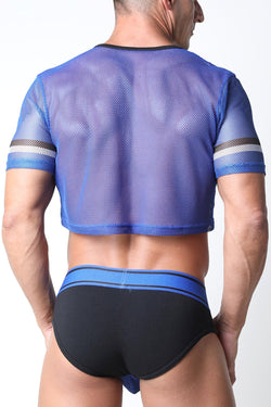 Cellblock 13 Blue Halfback Mesh Crop Top thumbnail 4