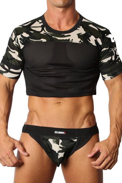 Cellblock 13 Grey Foxhole Camo Mesh Crop Top