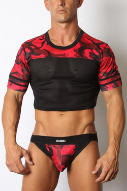Cellblock 13 Red Foxhole Camo Mesh Crop Top thumbnail 1