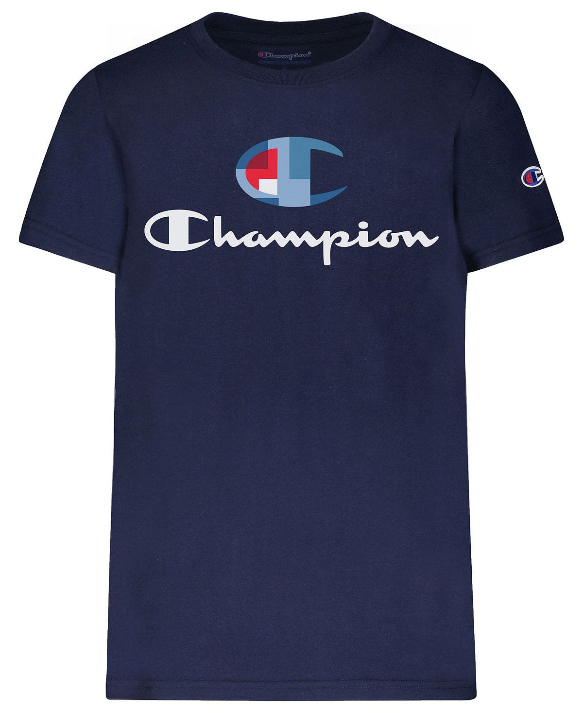 Champion Big Boys Patchwork "c" Logo Short Sleeve Tee Navy