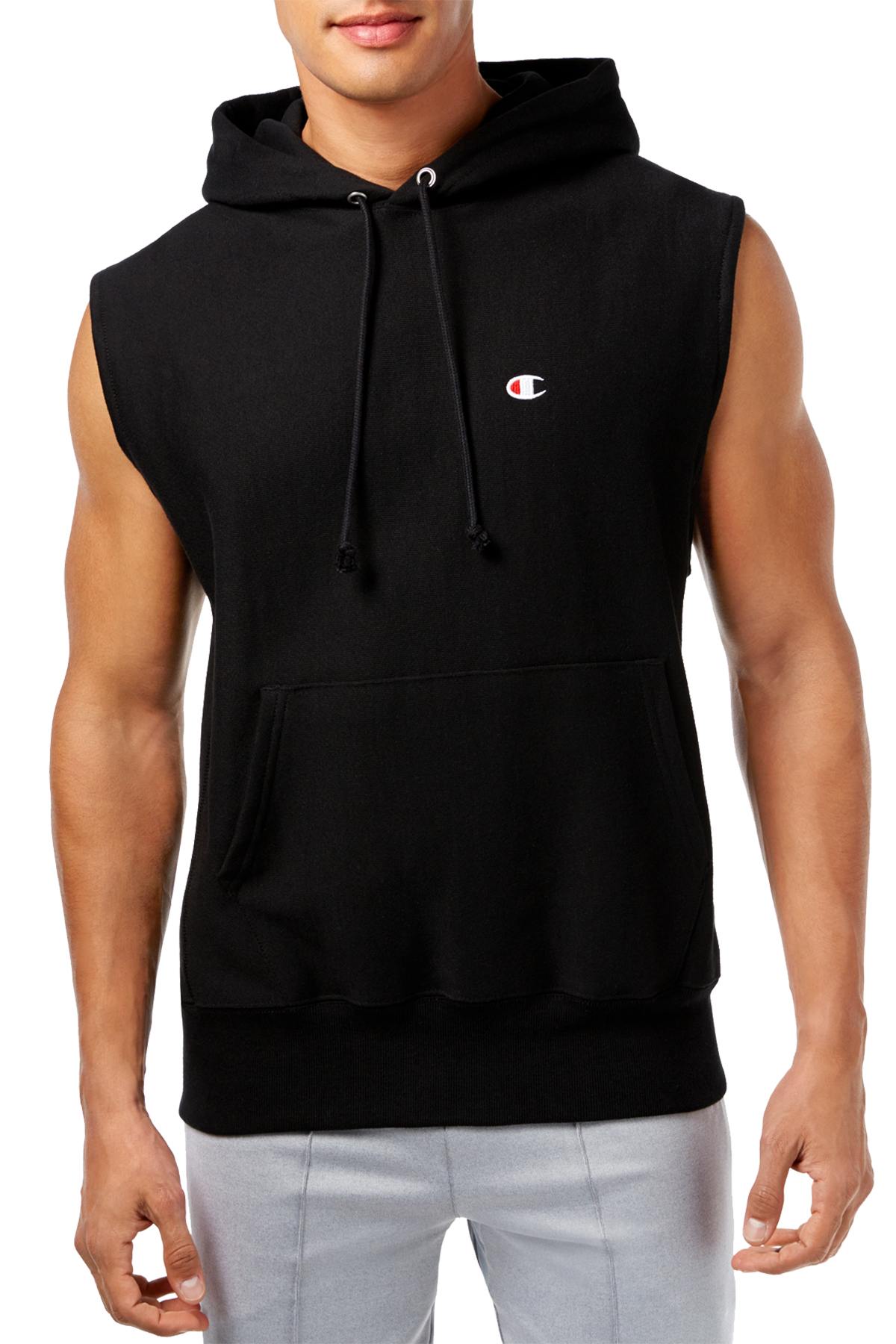 Champion Black Reverse Weave Sleeveless Hoodie