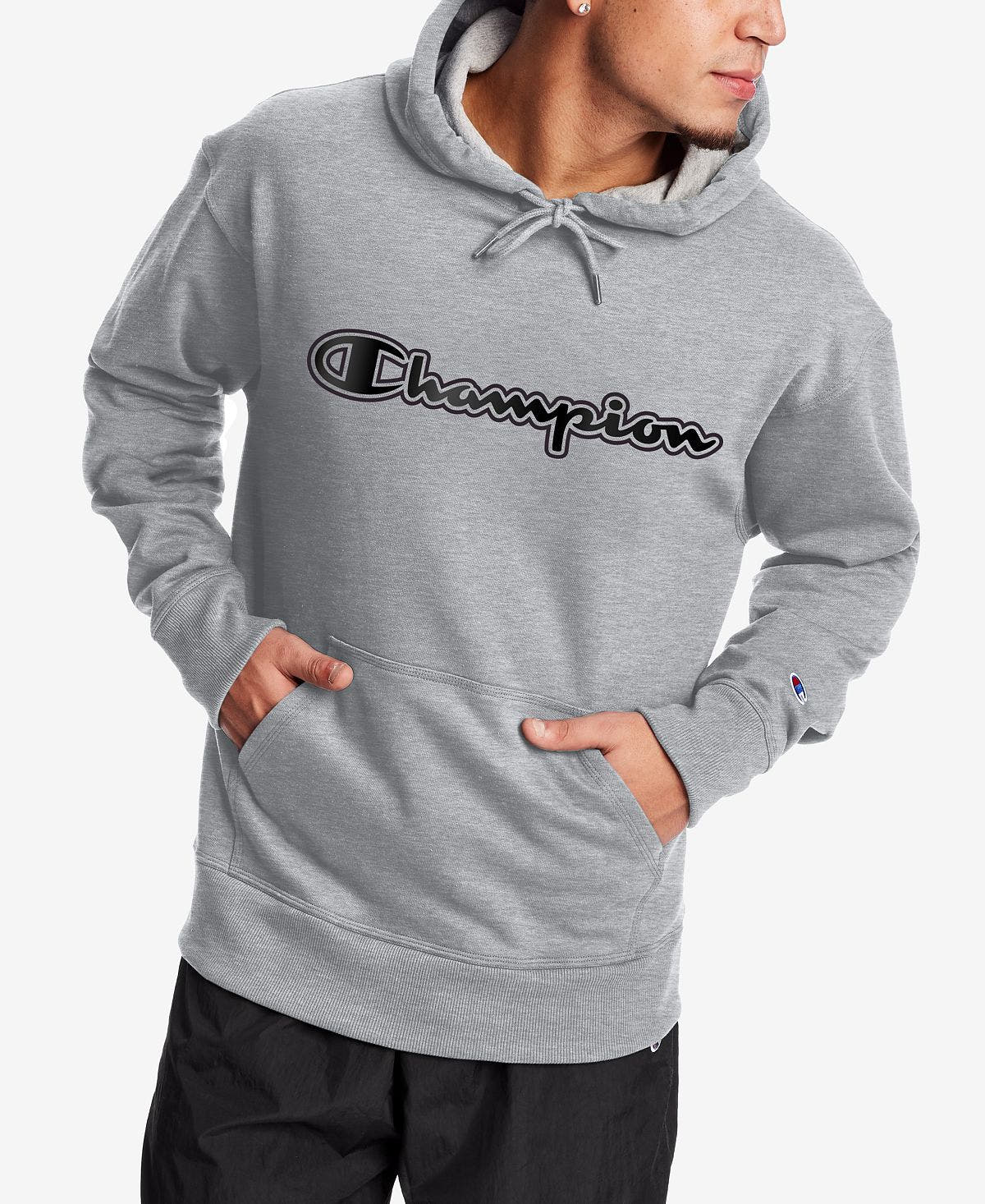 Champion Fleece Logo Hoodie Oxford Gray