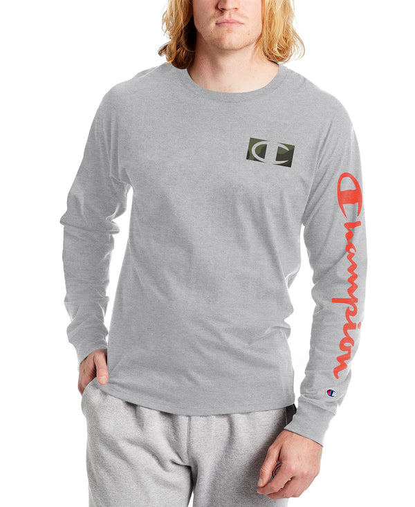 Champion Graphic Logo Long-sleeve Logo T-shirt Gray