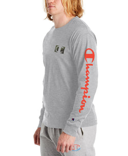 Champion Graphic Logo Long-sleeve Logo T-shirt Gray thumbnail 3