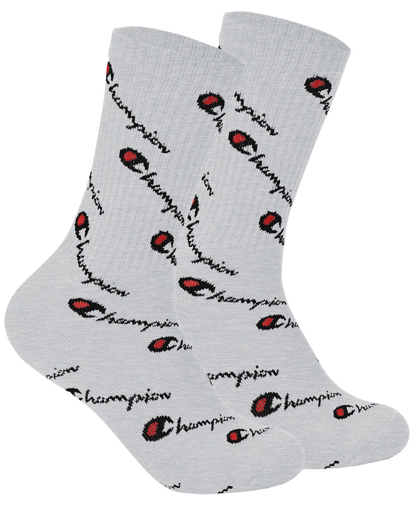 Champion Logo Crew Socks Grey