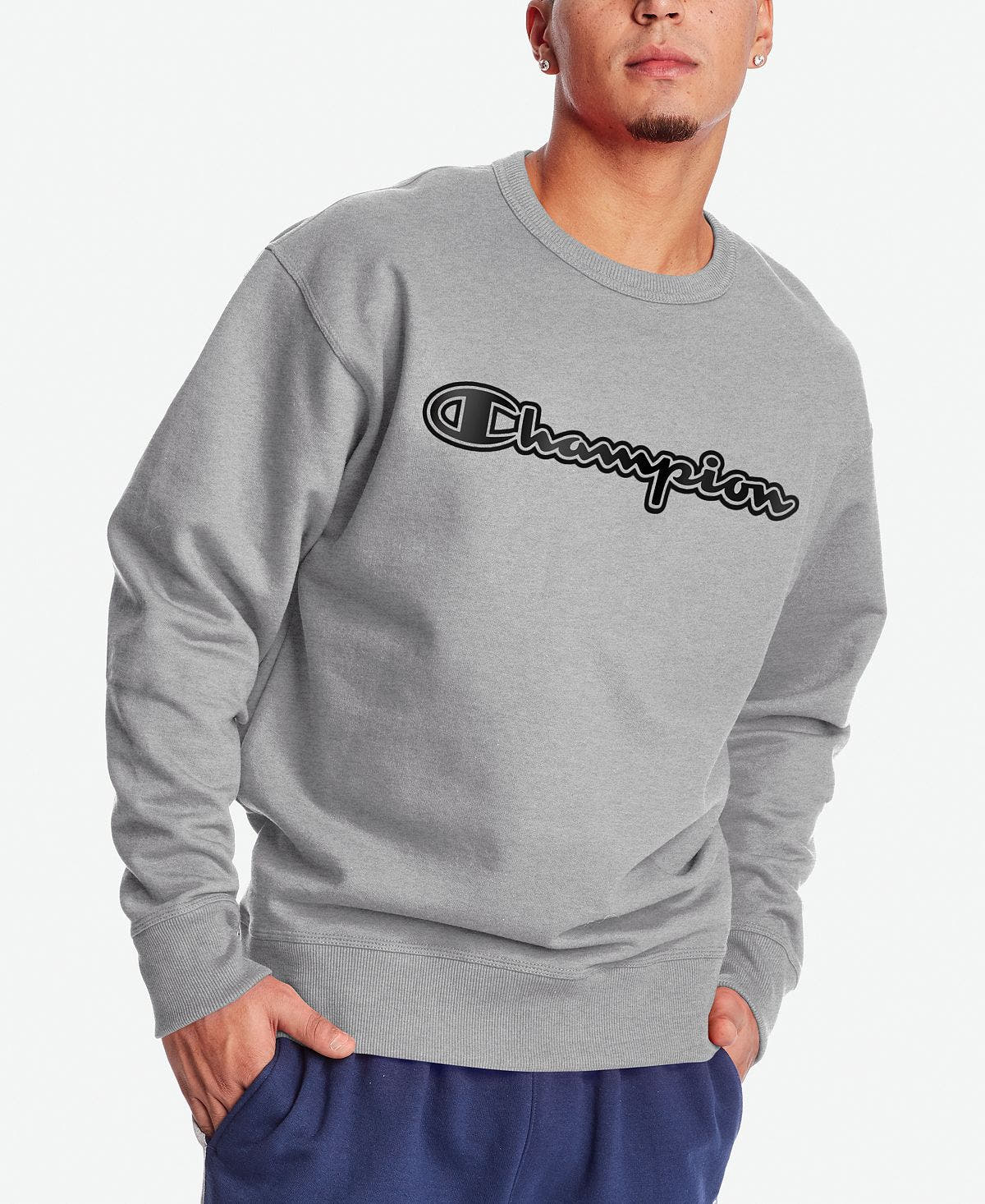 Champion Logo-print Fleece Sweatshirt Oxford Gray