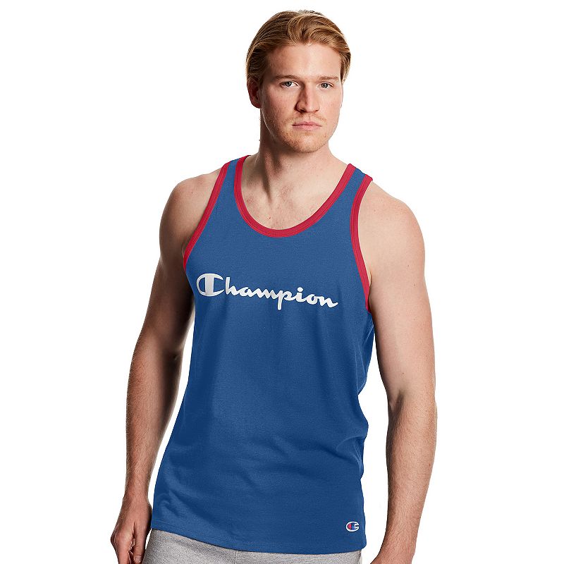 Champion Men's Classic Script Logo Jersey Tank Blue