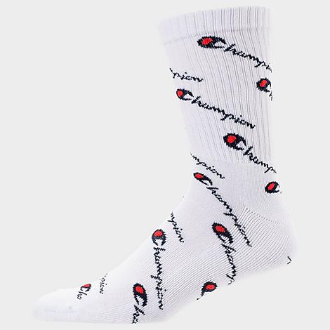 Champion Men's Logo-Print Crew Socks White Combo