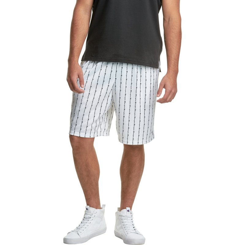 Champion Mens Long Mesh Shorts with Pockets White