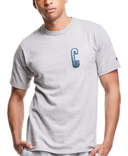 Champion Ombr Tufted-chenille Logo Appliqu T-shirt Oxford Gray thumbnail 1