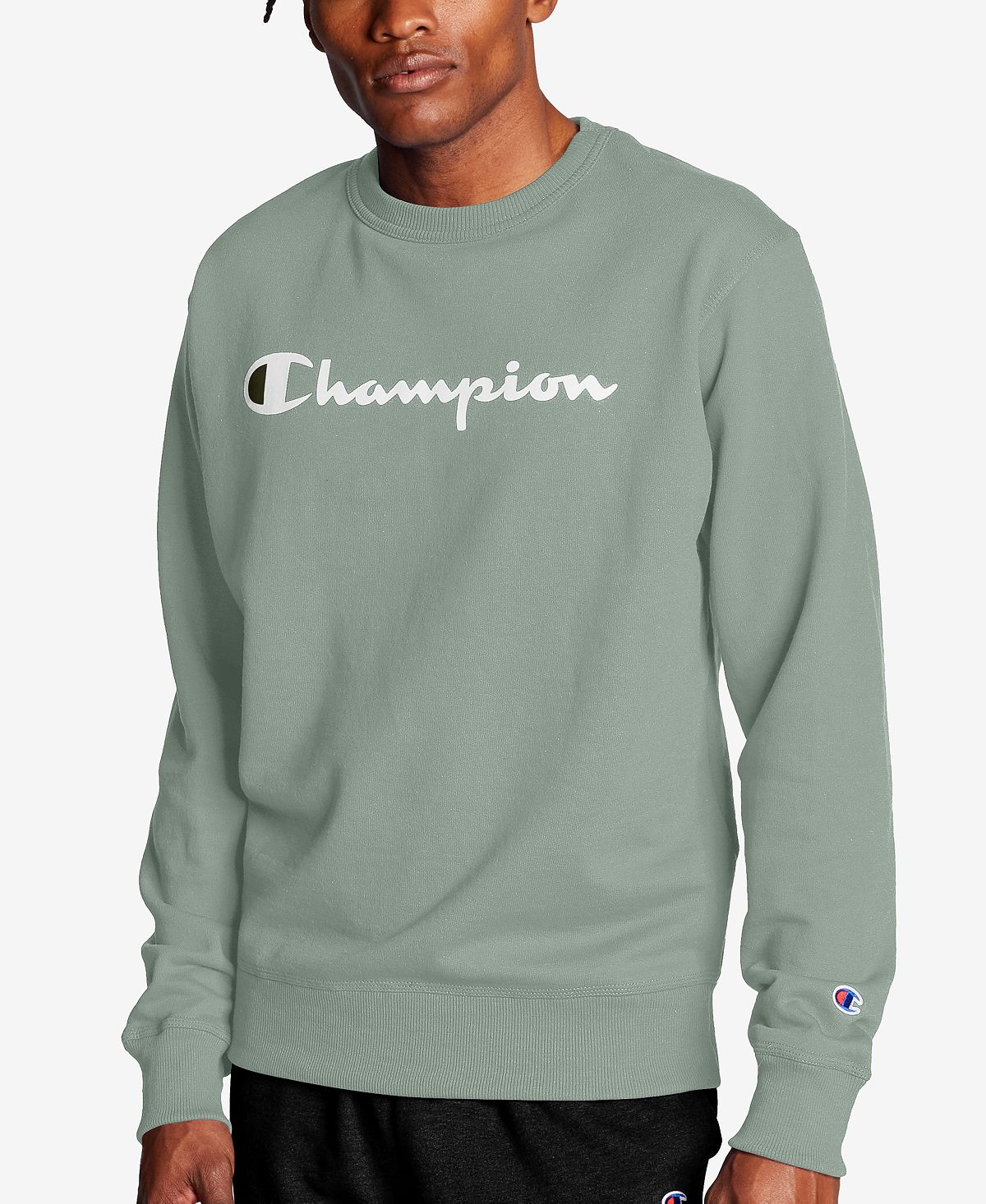 Champion Powerblend Fleece Logo Sweatshirt Ecology Green