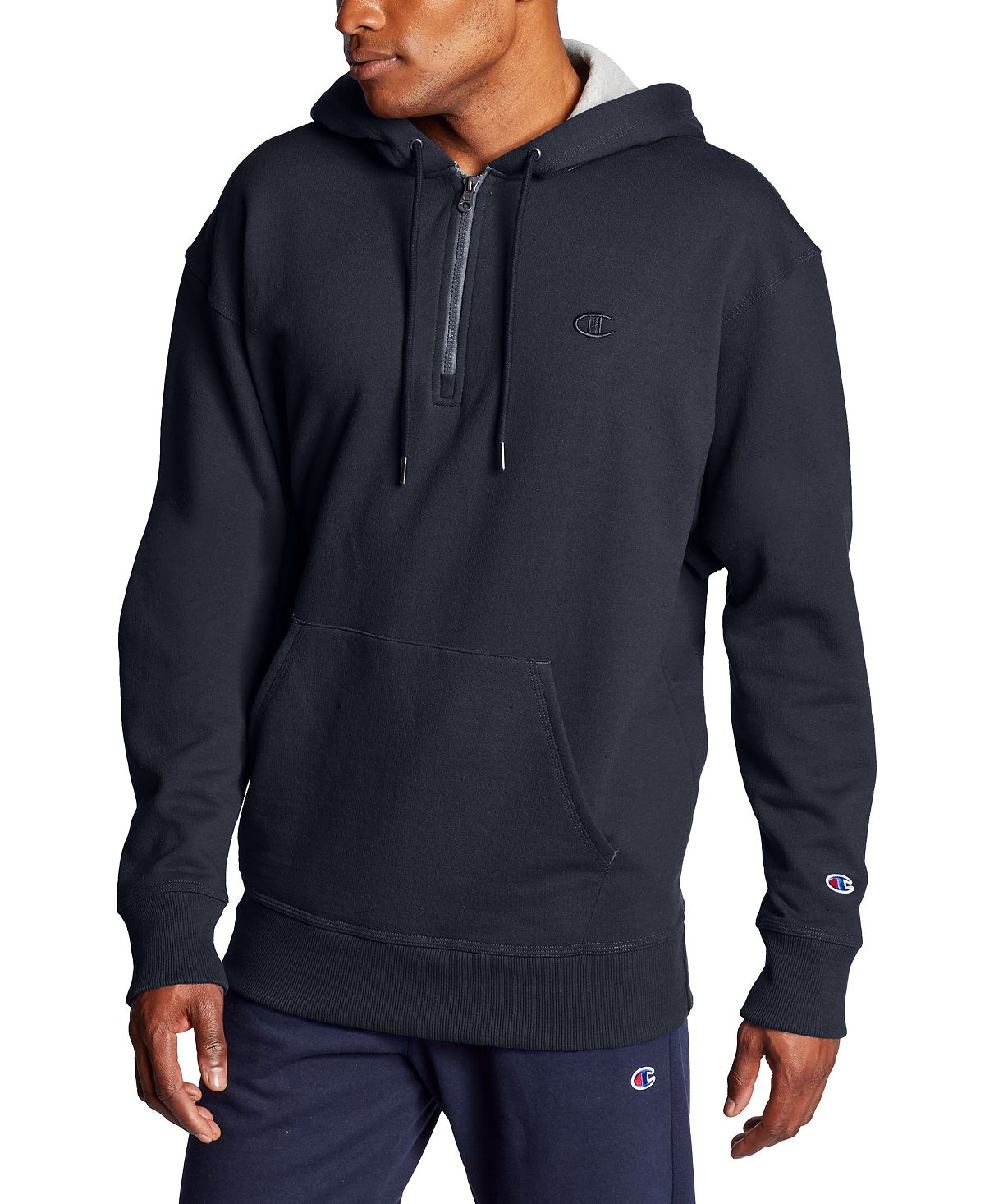 Champion Powerblend Fleece Quarter-zip Hoodie Navy