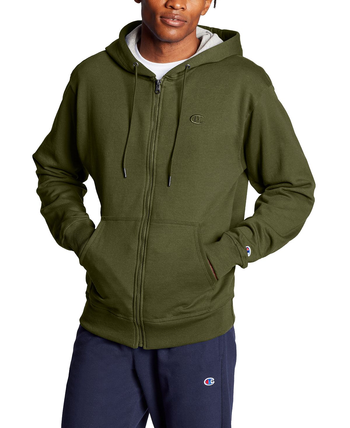 Champion Powerblend Fleece Zip Hoodie Cargo Olive