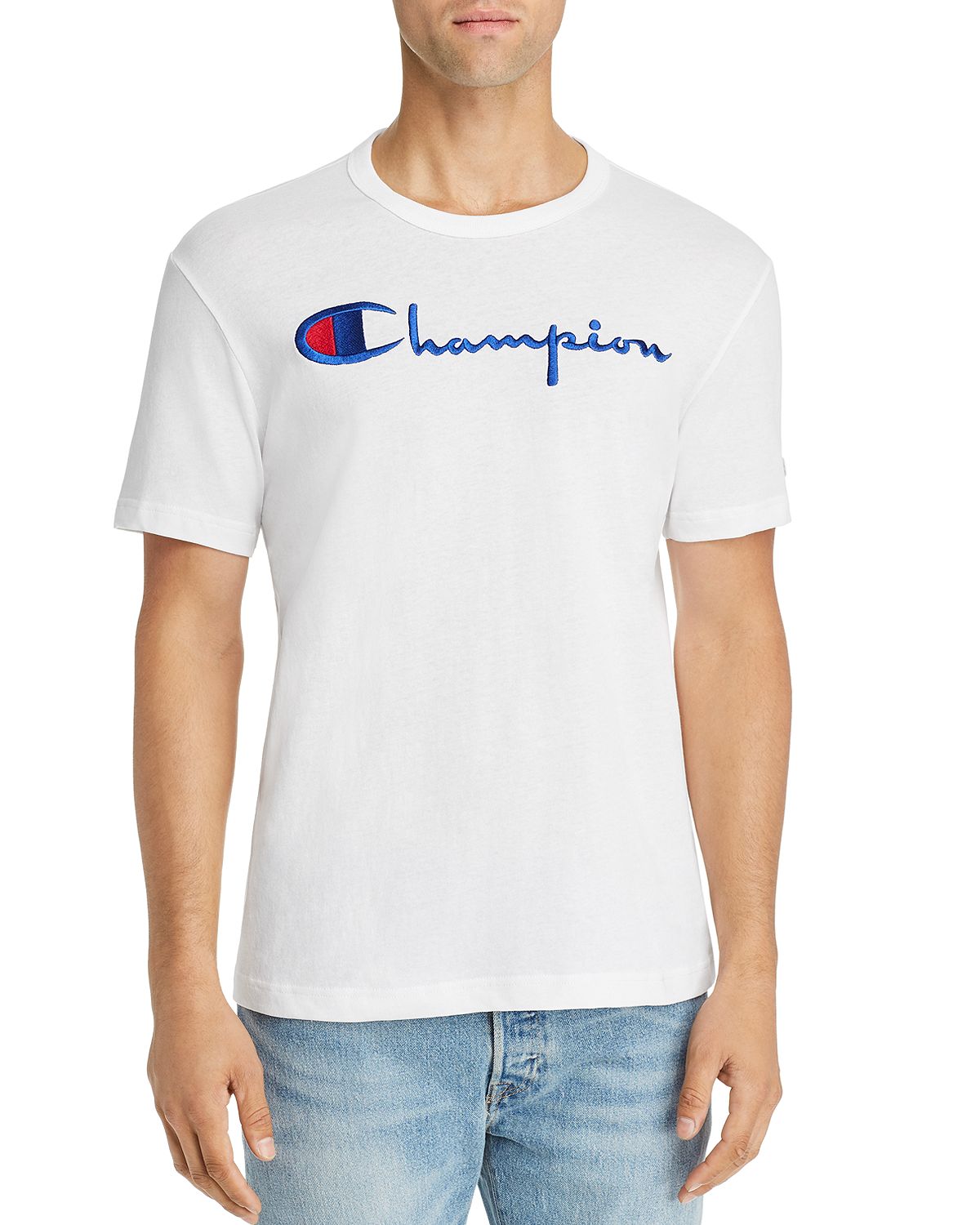 Champion Reverse Weave Embroidered-logo Basic Tee White