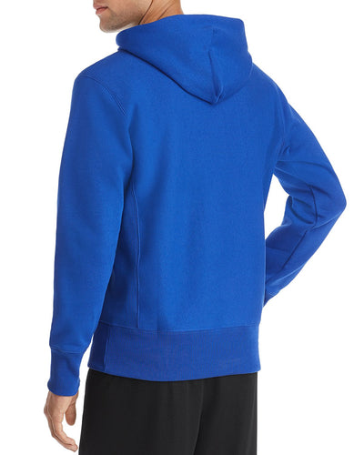 Champion Reverse Weave Script Logo Hooded Sweatshirt Surf The Web Blue