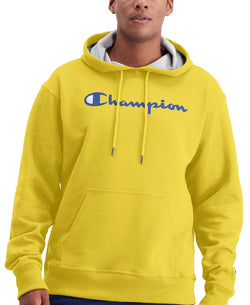 Champion Script Logo Powerblend Hoodie Butter Yellow thumbnail 1