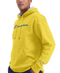 Champion Script Logo Powerblend Hoodie Butter Yellow thumbnail 3