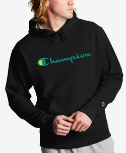 Champion Script Logo-print Fleece Hoodie Black thumbnail 1