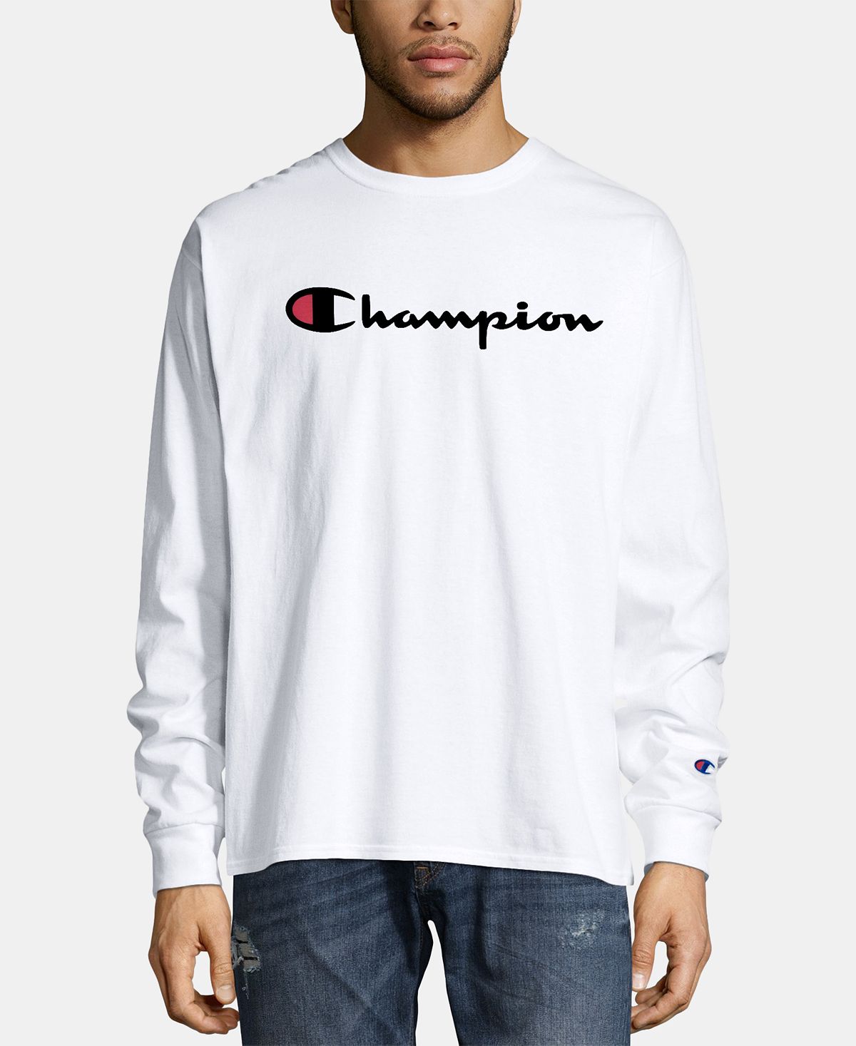 Champion Script-logo Long Sleeve Tshirt Oatmeal Heather