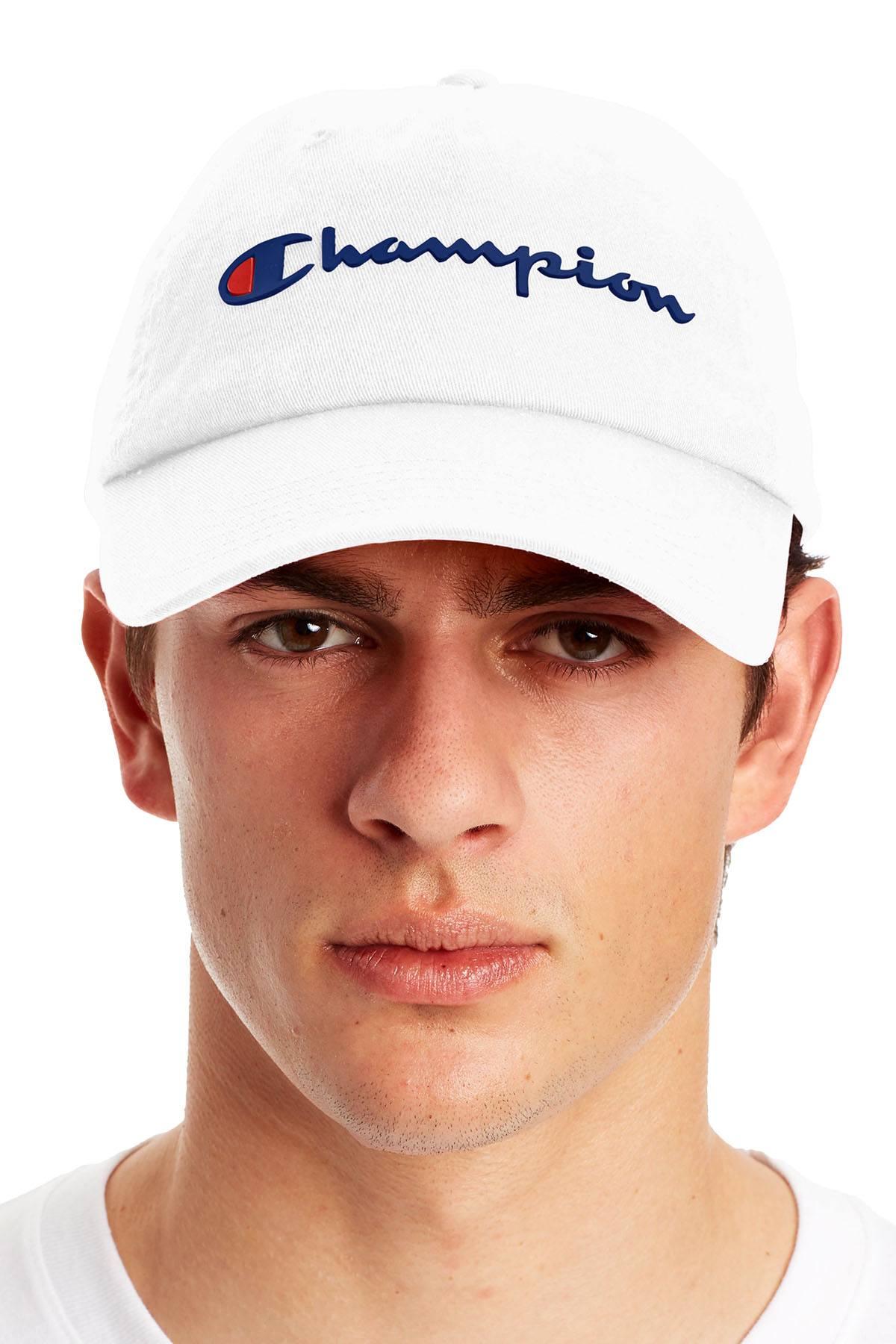Champion White/Navy Script Logo Ameritage Dad Hat
