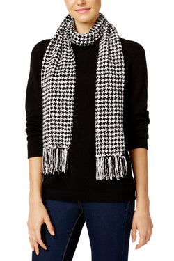 Charter Club Black Houndstooth Chenille Woven Scarf thumbnail 1