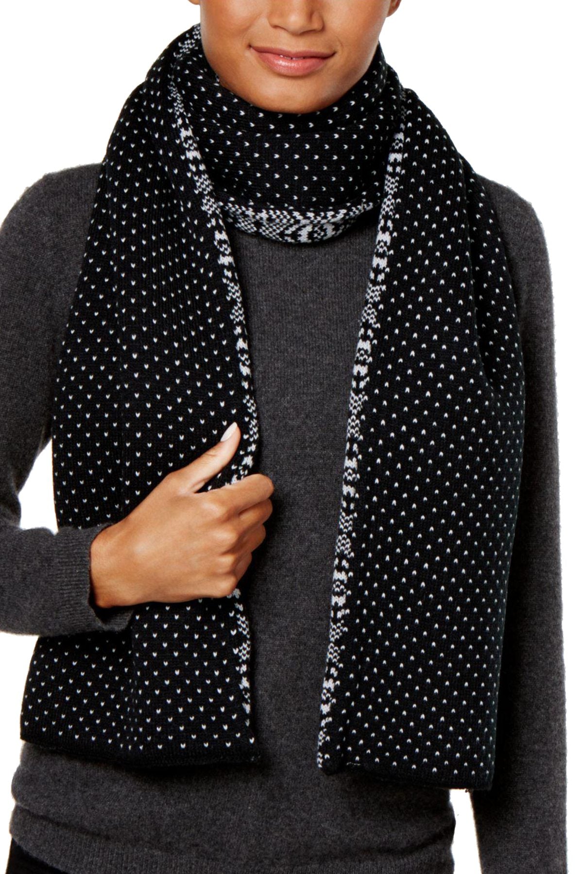 Charter Club Black Reversible Fair-Isle Muffler Scarf