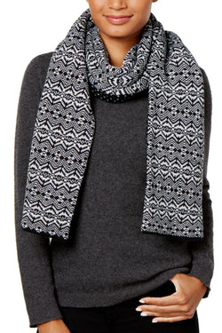 Charter Club Black Reversible Fair-Isle Muffler Scarf thumbnail 1