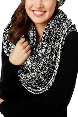 Charter Club Black/White Velvety Marled Chenille Infinity Scarf thumbnail 1