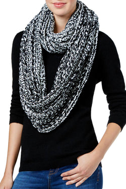 Charter Club Black/White Velvety Marled Chenille Infinity Scarf thumbnail 3