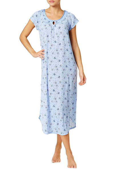 Charter Club Blue Butterfly Crinkle Printed Knit Nightgown