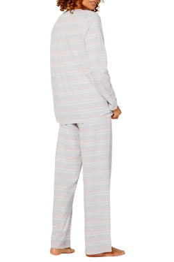 Charter Club Cotton Henley Pajama Set in Variegated Stripe thumbnail 2