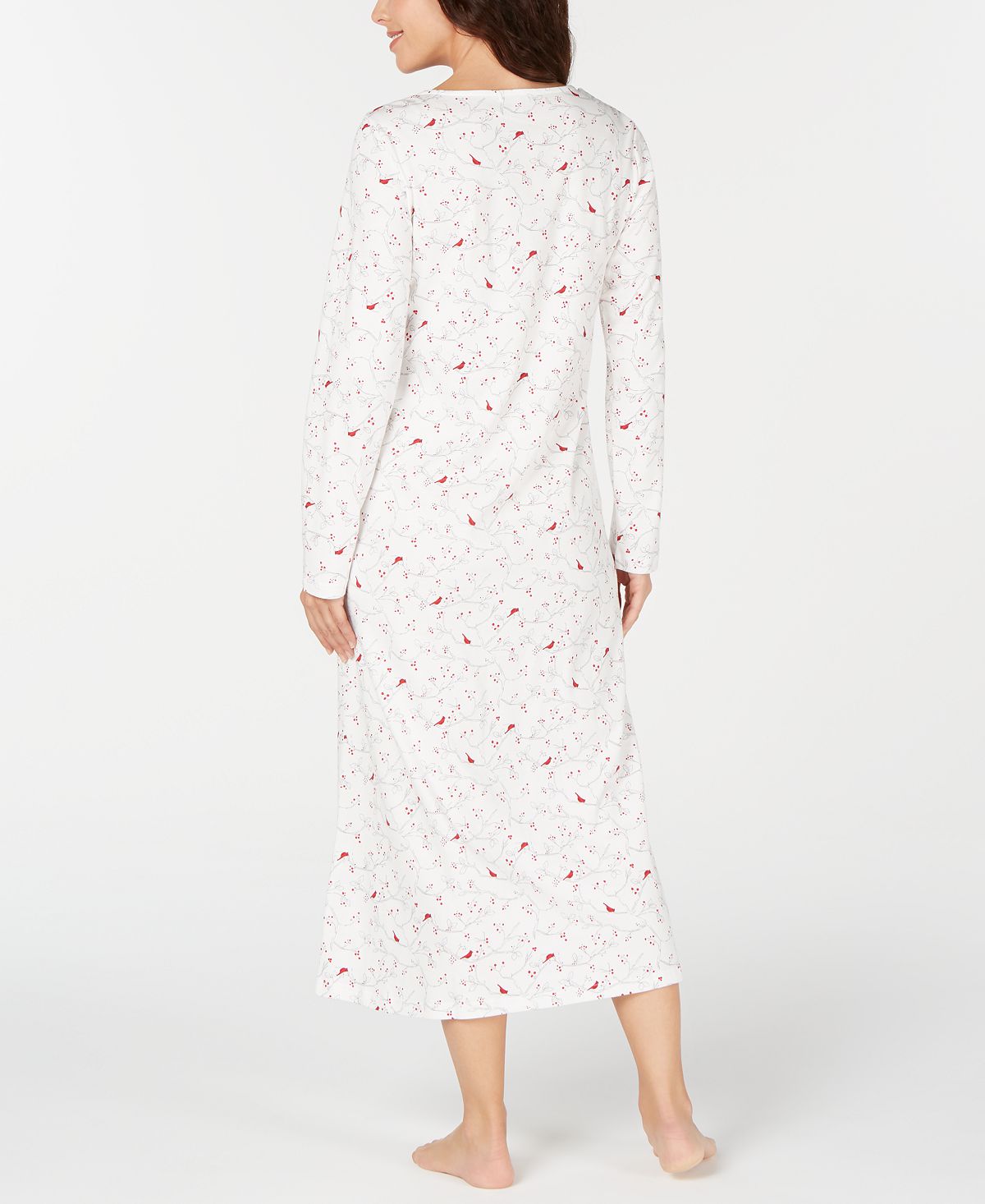Charter Club Cotton Lace-trim Printed Nightgown Cardinal